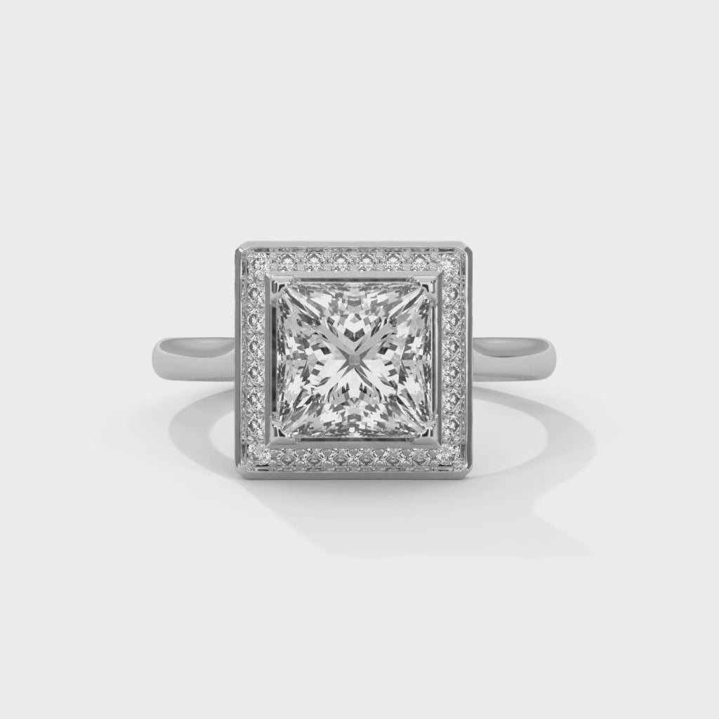 Royal Halo Princess Cut Halo Engagement Ring