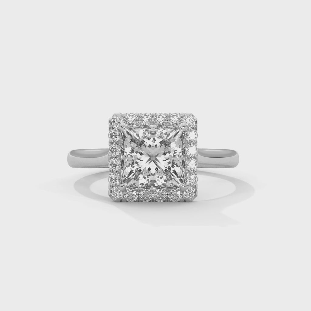 Lumière Crest Halo Ring Princess Cut Diamond Ring