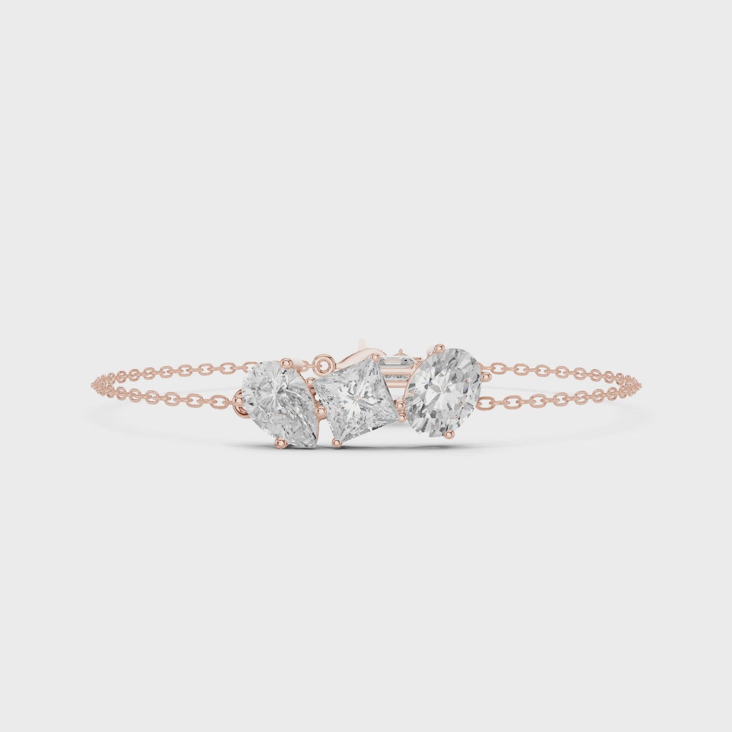 Contemporary Everyday Luxury Mixed Shape Diamond Chain Bracelet