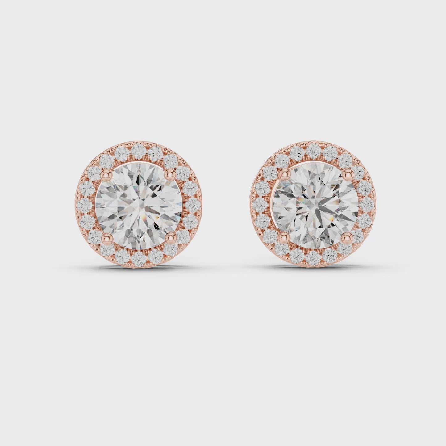 Celeste Halo Round Diamond Stud Earrings
