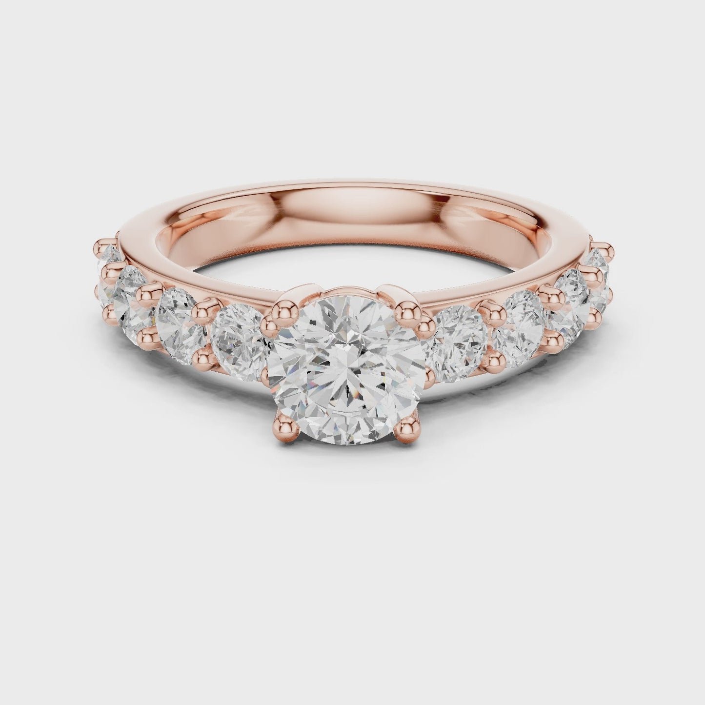 Lumen Crest Round Diamond Shared Prong Solitaire Ring
