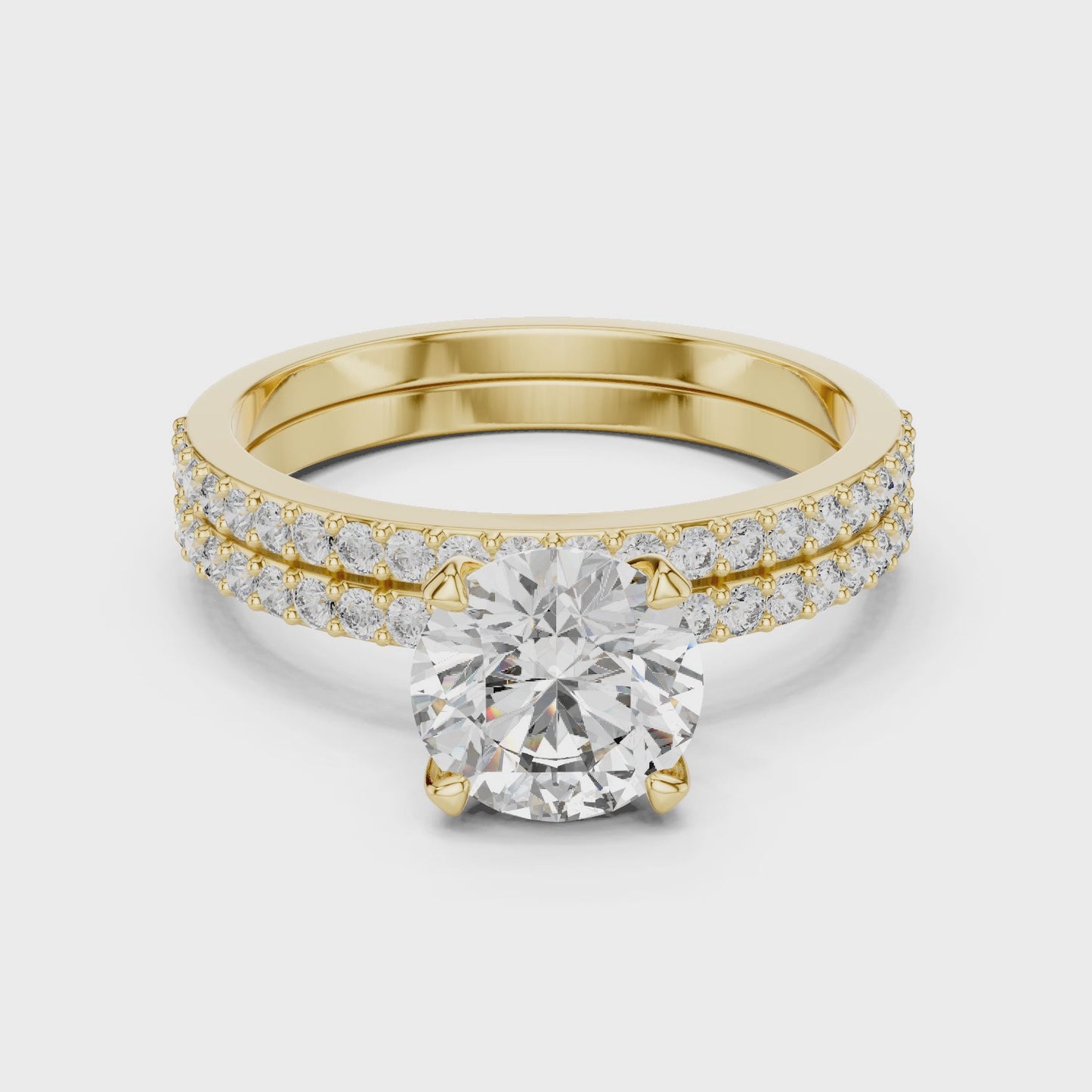 Timeless Everyday Luxury Round Diamond Solitaire Bridal Ring Set