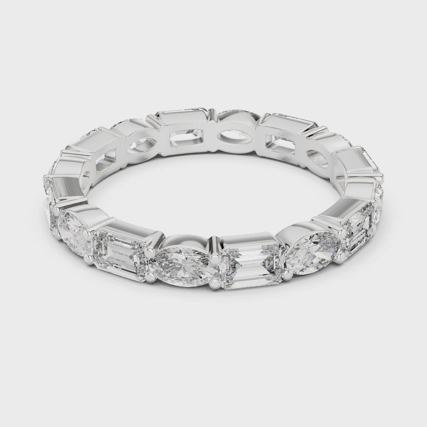 Vector Mosaic Emerald & Marquise Diamond Eternity Band Ring