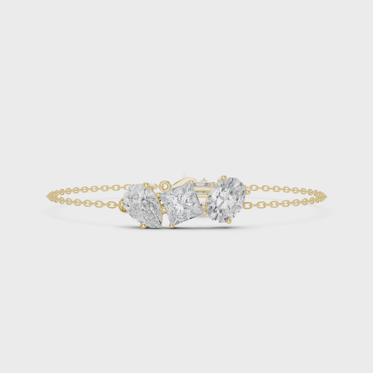 Contemporary Everyday Luxury Mixed Shape Diamond Chain Bracelet