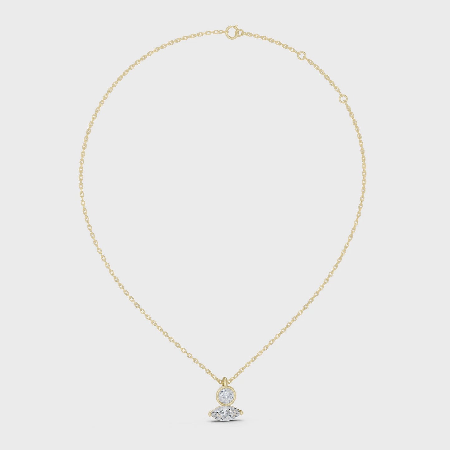 Modern Everyday Luxury Round Bezel Diamond Solitaire Necklace
