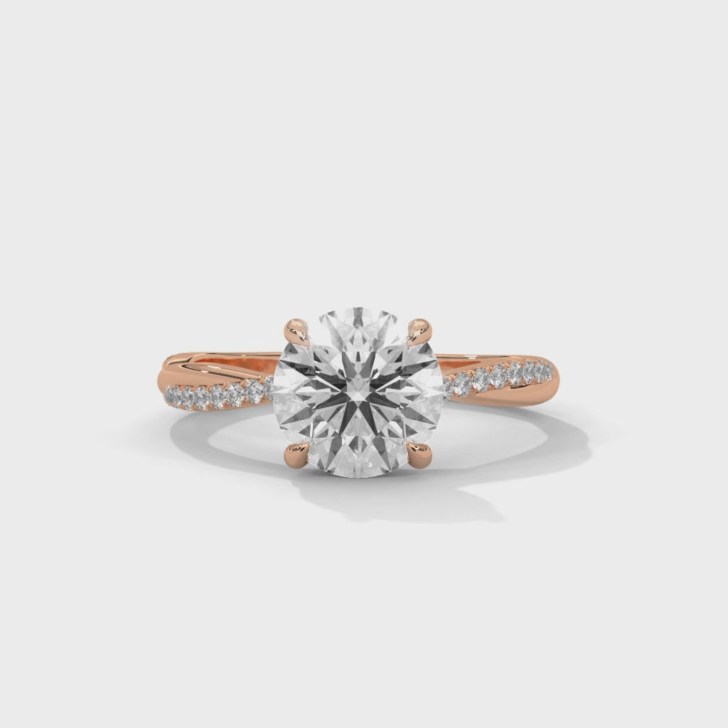 Infinity Round Brilliant Twisted Pavé Diamond Ring