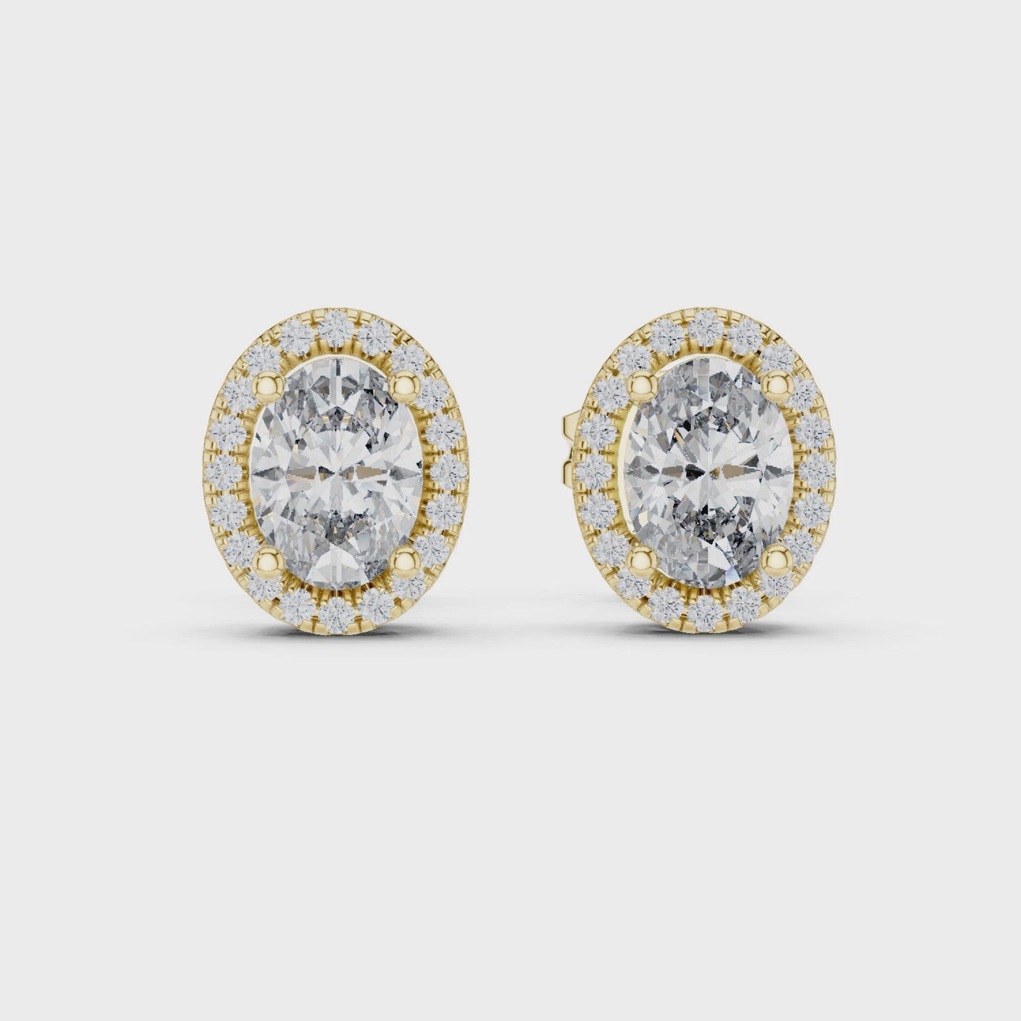 Radiant Oval Halo Diamond Stud Earrings