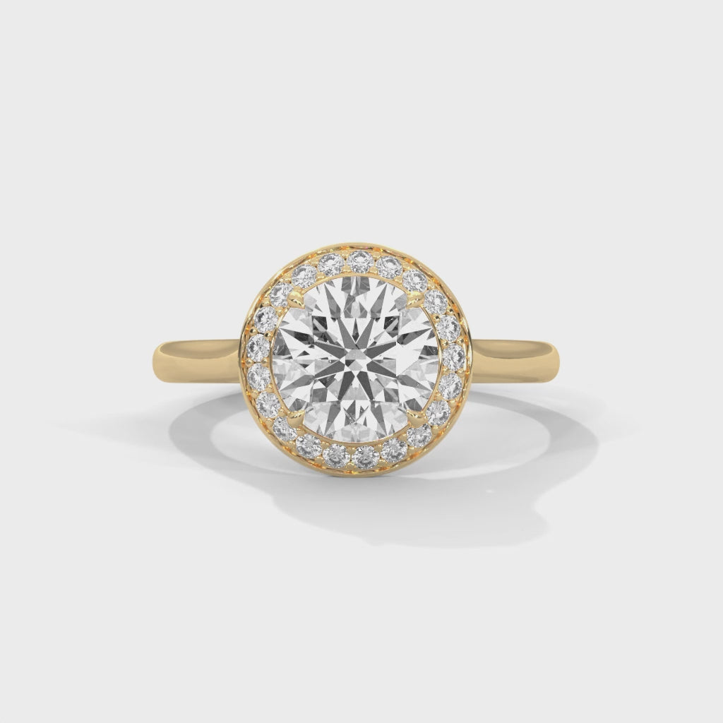 Halo Brilliance Round Halo Engagement Ring with Pavé Halo