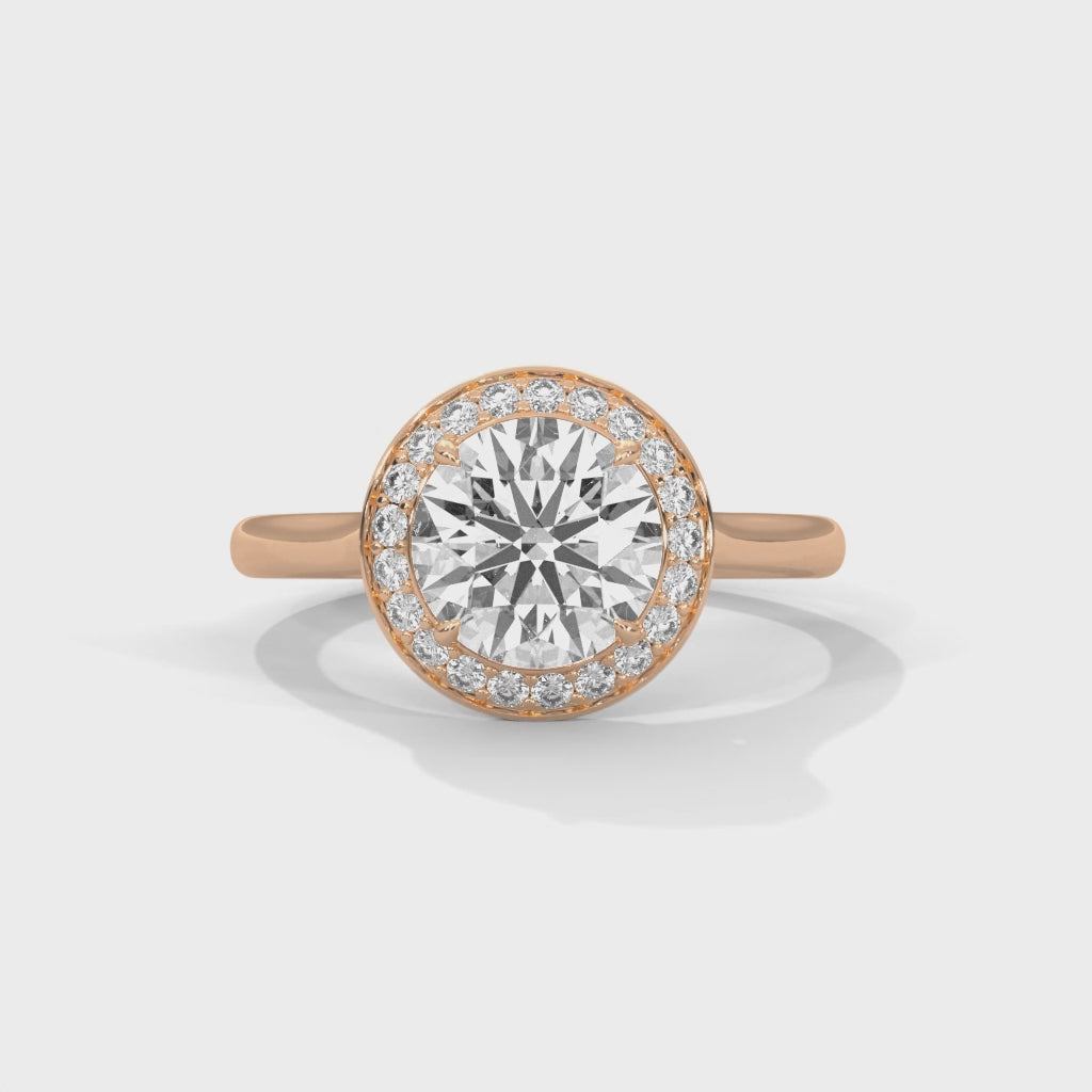 Halo Brilliance Round Halo Engagement Ring with Pavé Halo