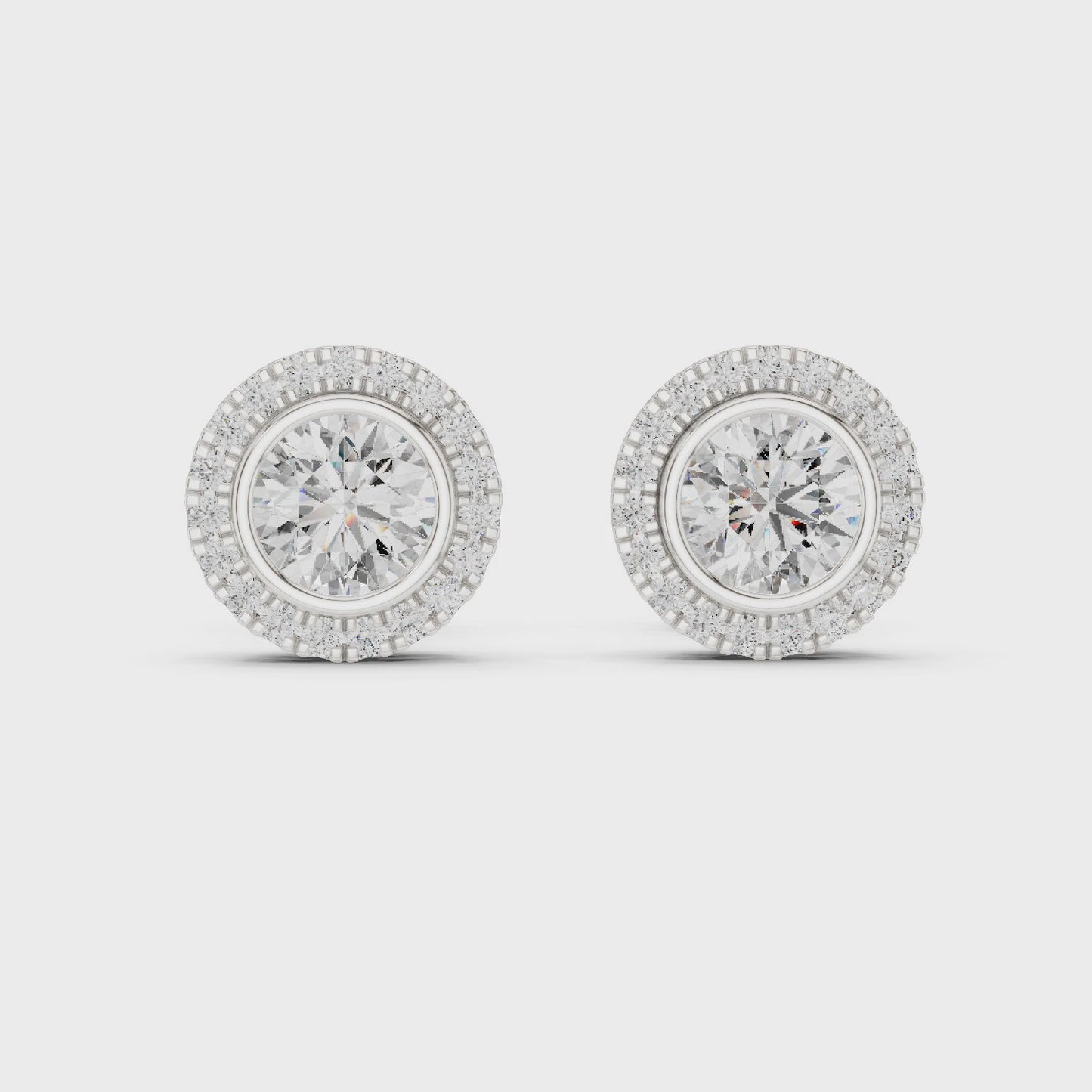Halo Luxe Round Diamond Stud Earrings