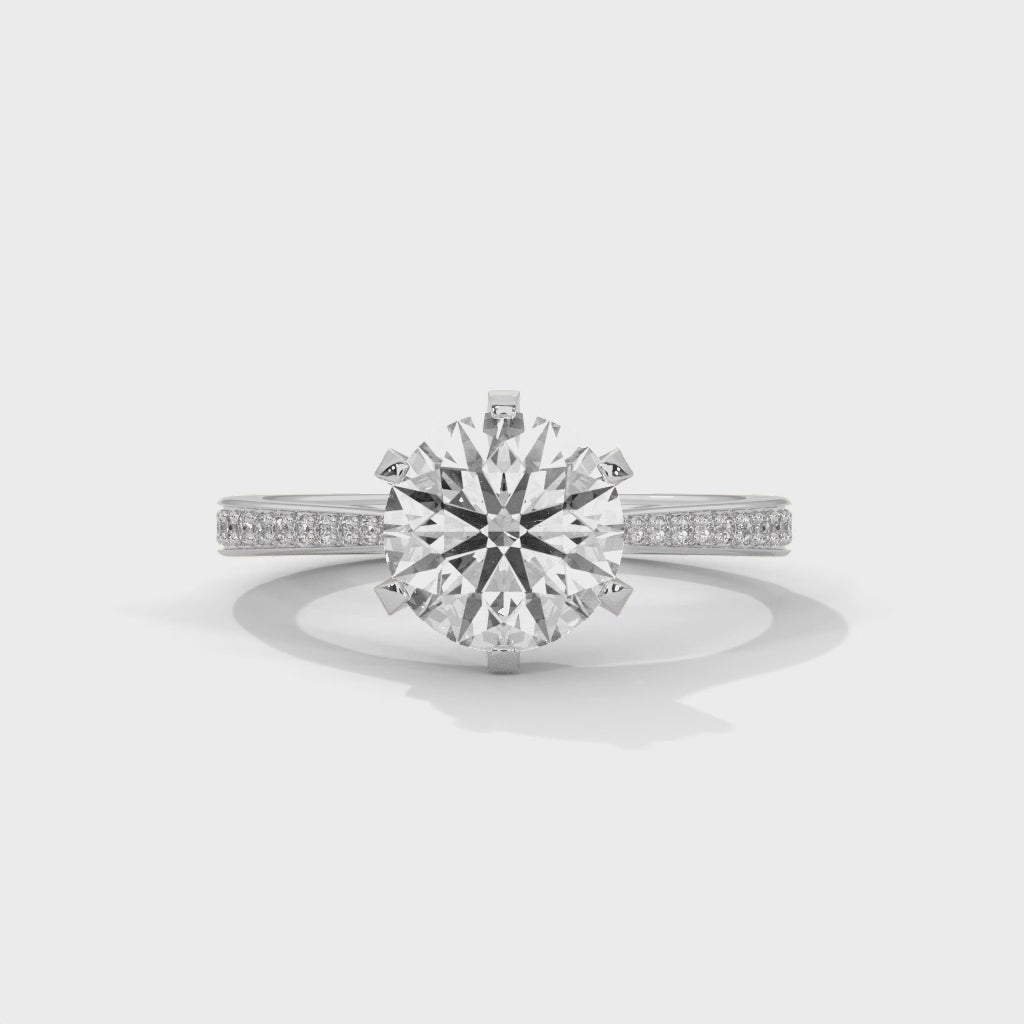 Classic Radiance Round Cut Solitaire Engagement Ring with Pavé Band
