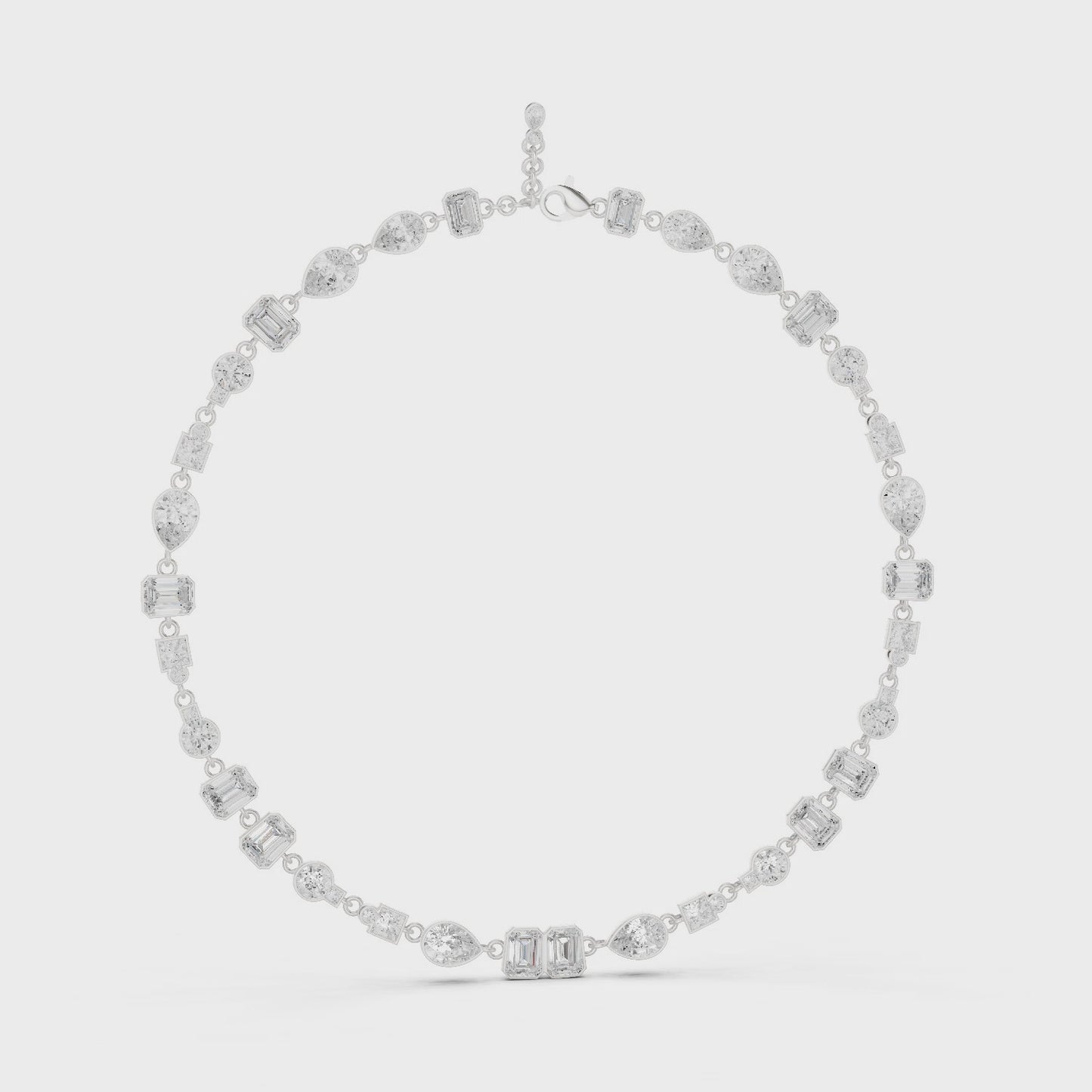 Bold Everyday Luxury Statement Mixed Shape Diamond Tennis Necklace