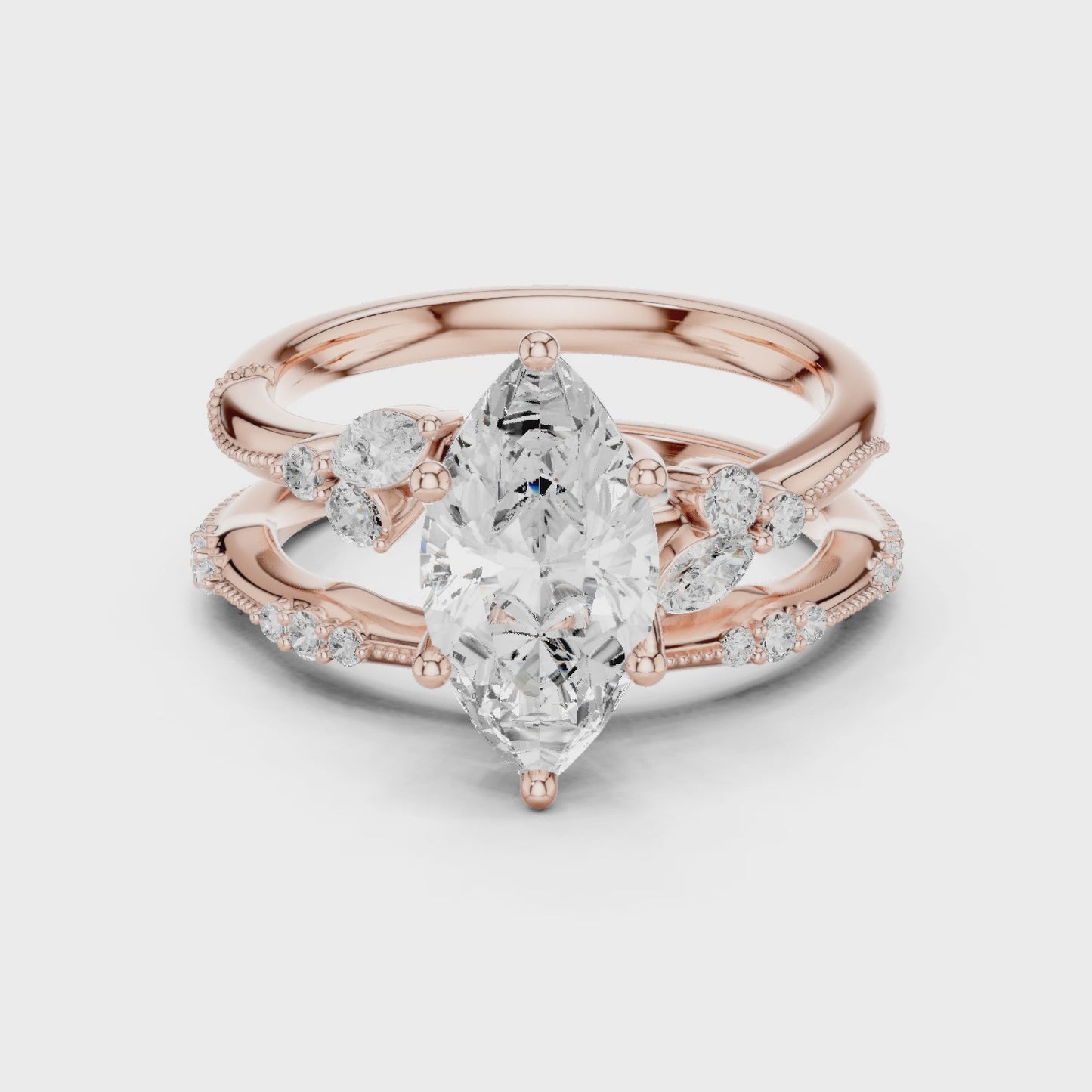 Vantage Marquise Diamond Bridal Ring Set