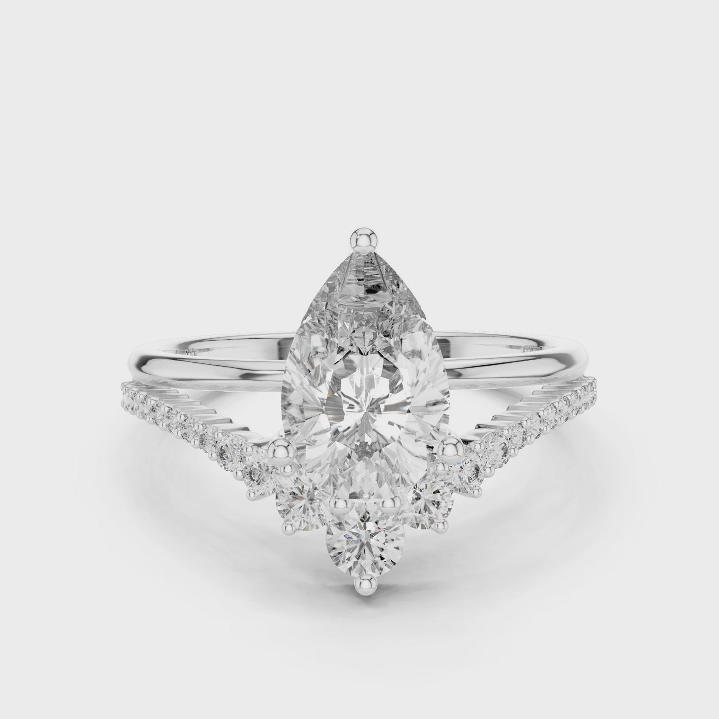 Celeste Pear Diamond Split Shank Ring