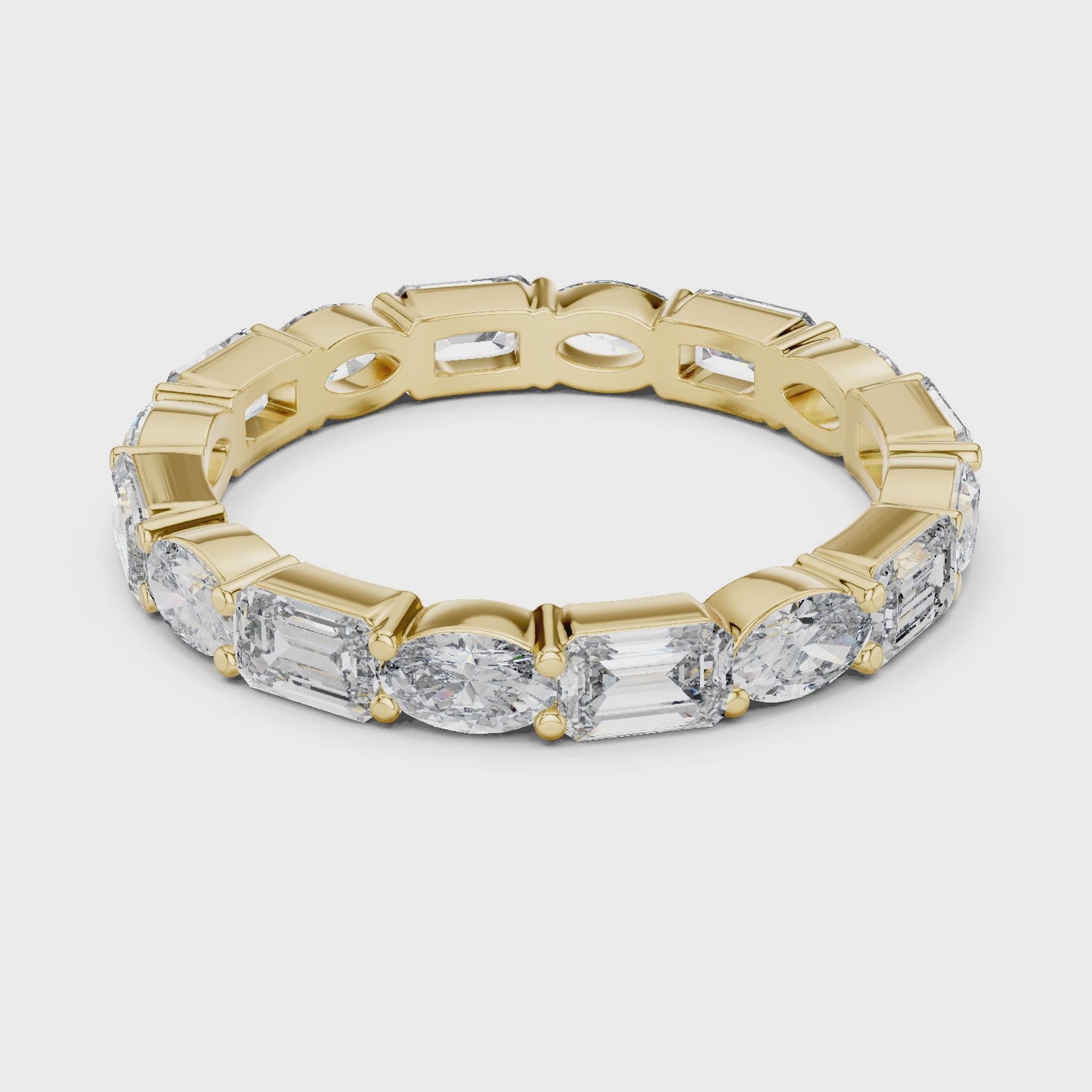 Vector Mosaic Emerald & Marquise Diamond Eternity Band Ring
