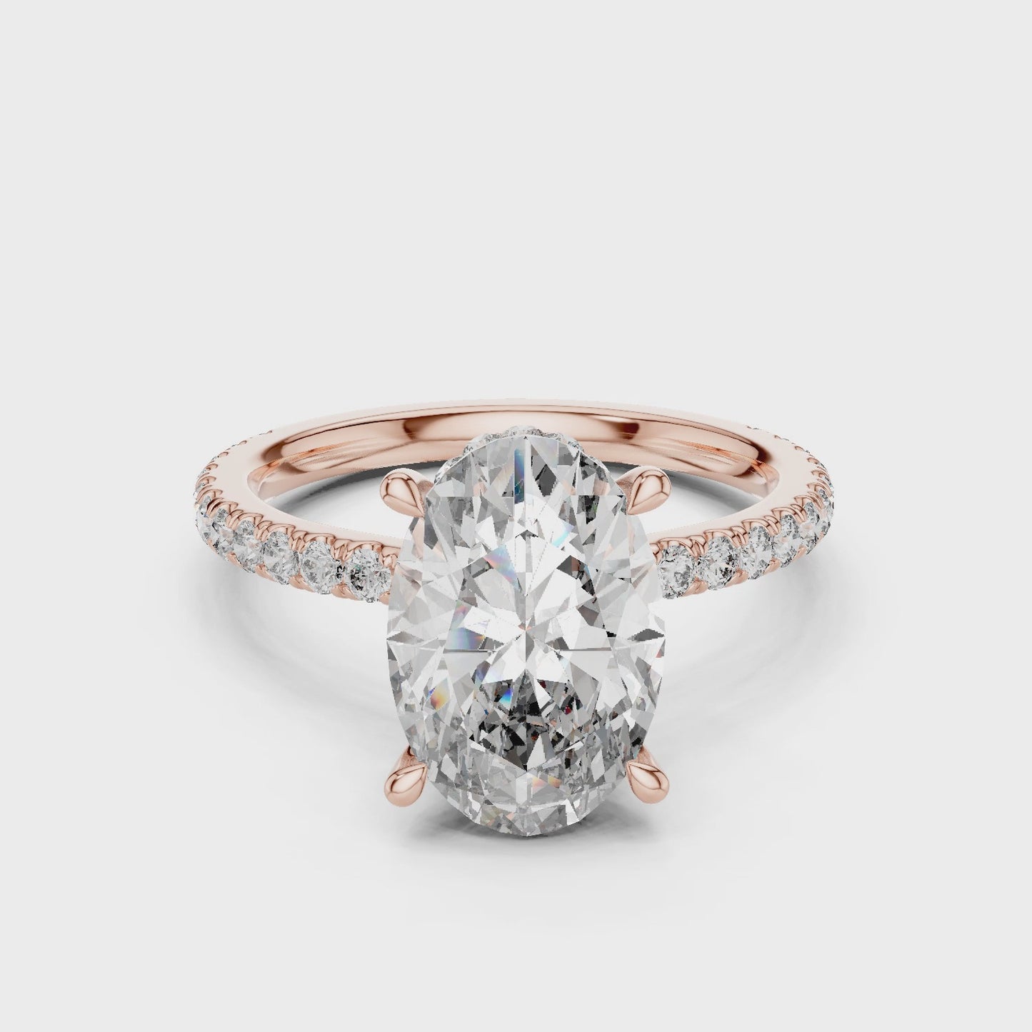 Drift Oval Hidden Halo Diamond Engagement Ring