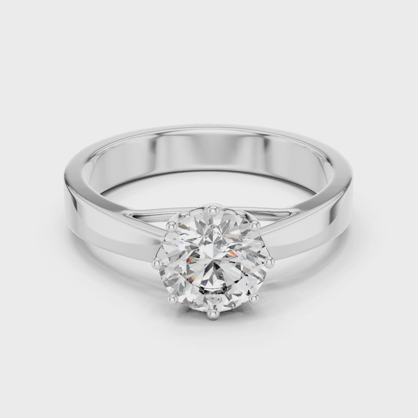Summit Frame Round Solitaire Cathedral Diamond Ring
