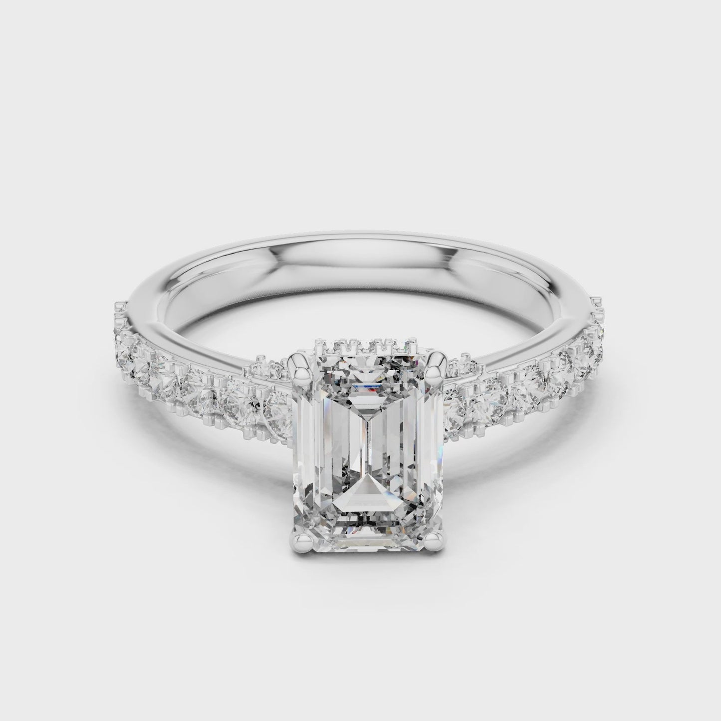 Frame Theory Emerald Cut Diamond Solitaire Engagement Ring