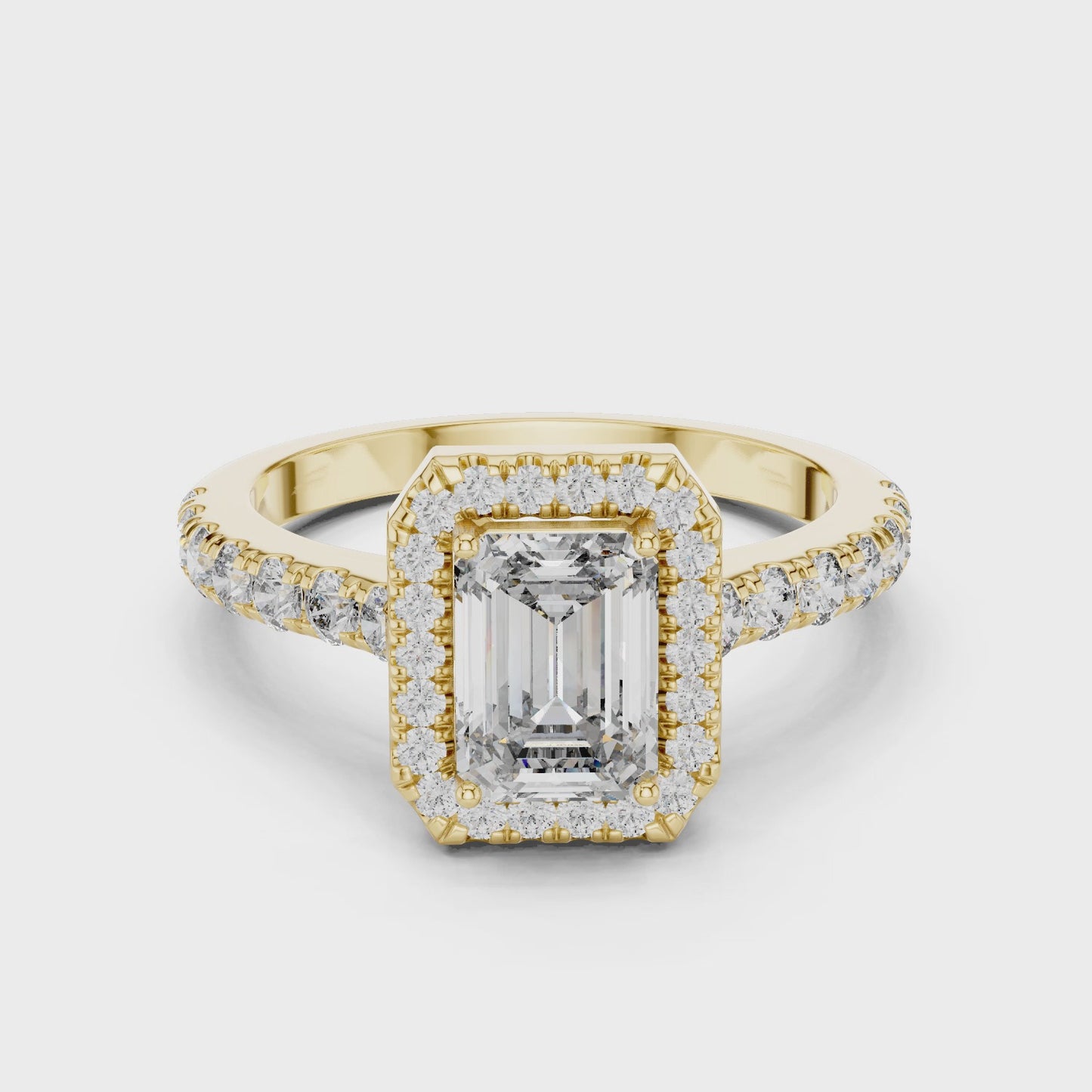 Prism Emerald Cut Halo Diamond Ring