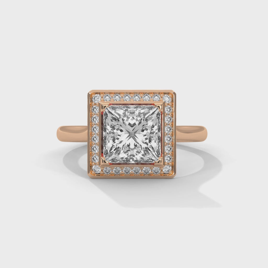 Royal Halo Princess Cut Halo Engagement Ring