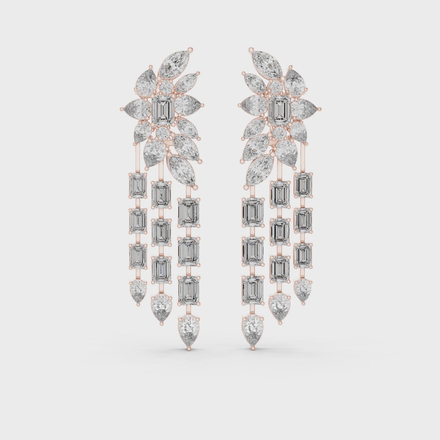 Aurielle Cascade Statement Marquise & Emerald Diamond Earrings