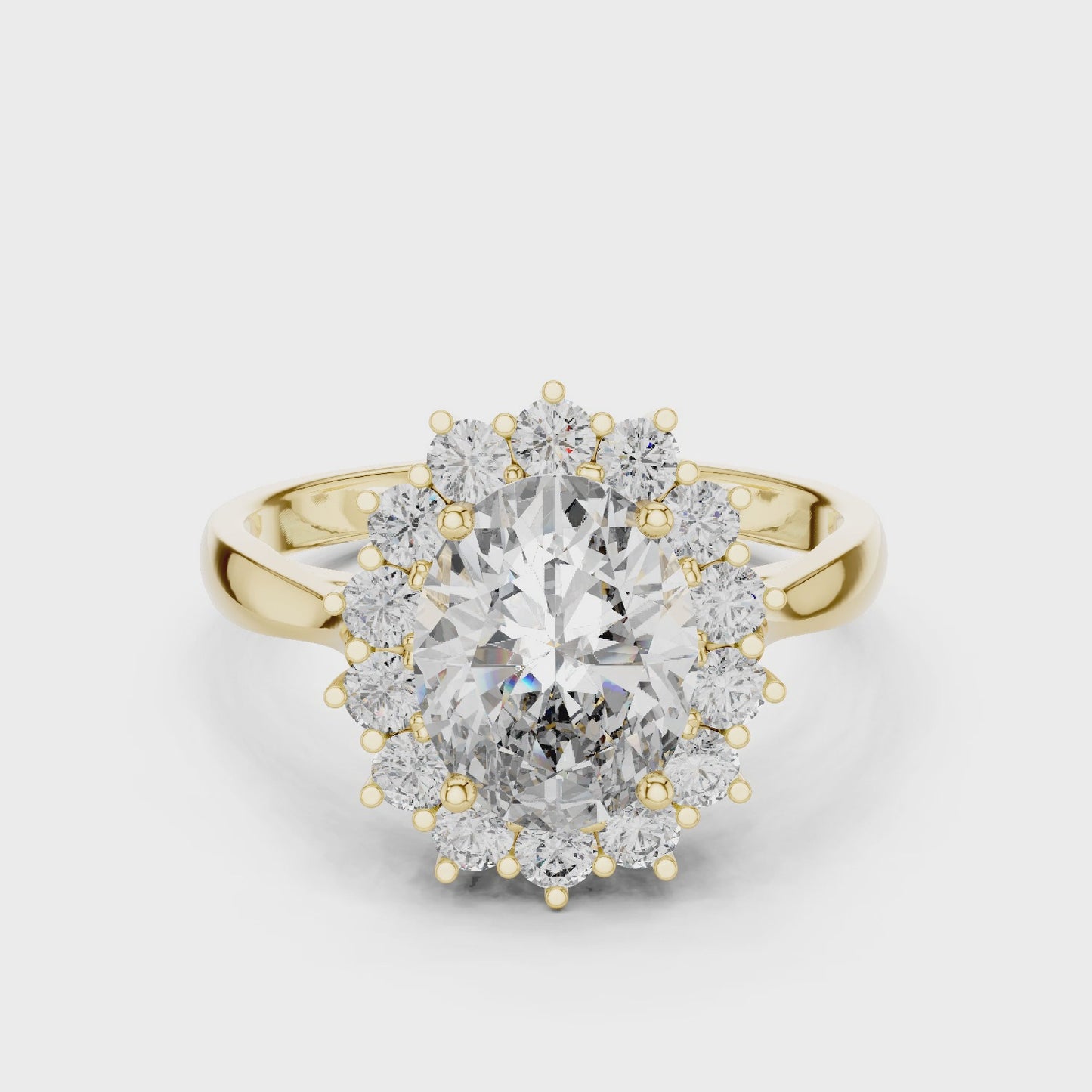 Celestelle Floral Luxury Oval Bloom Halo Ring