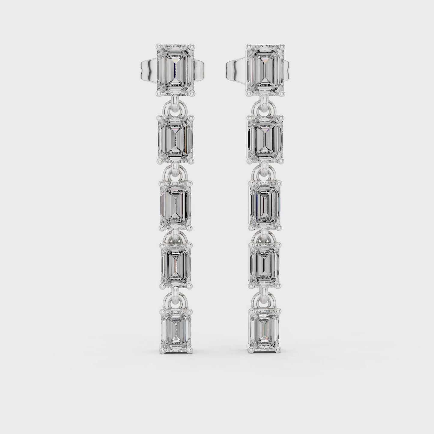 Emerald Diamond Linear Drop Earrings