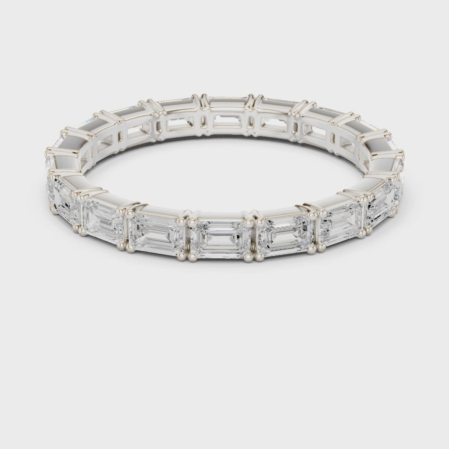 Linear Edge Emerald Cut Diamond Eternity Band Ring