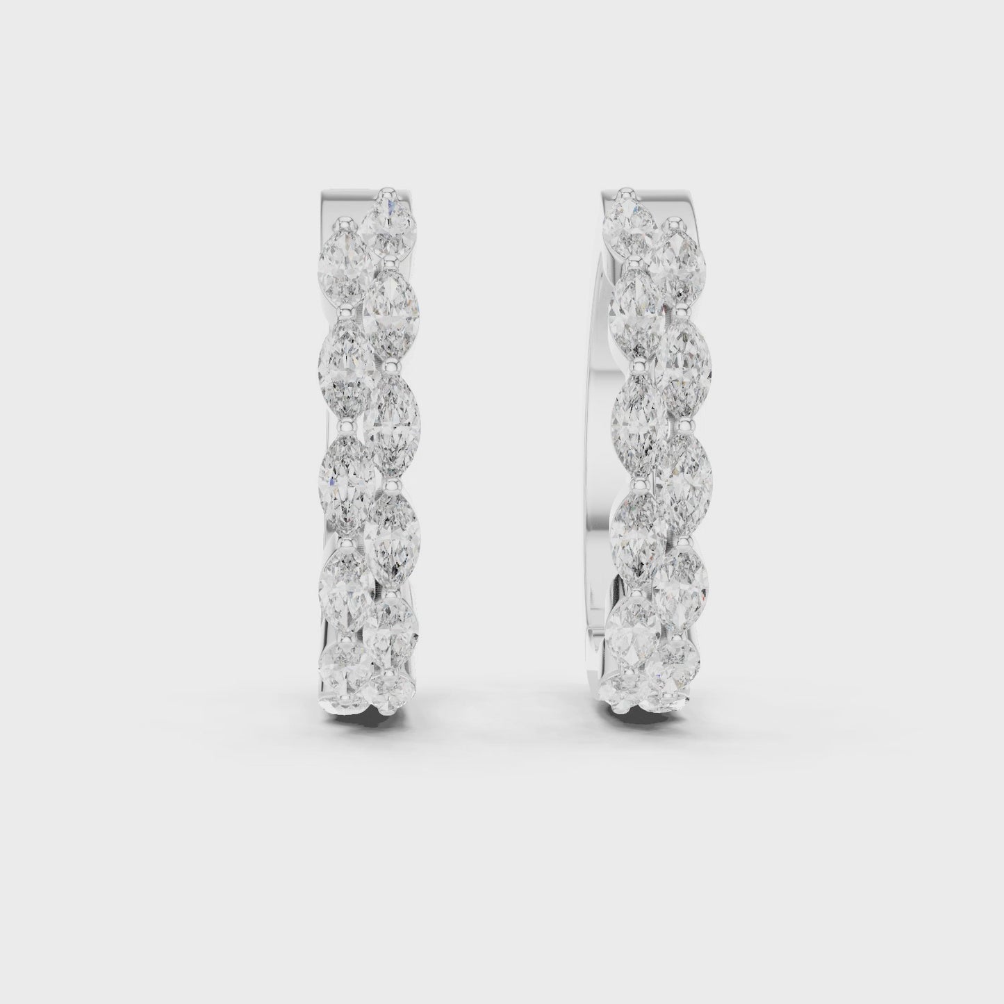 Marquise Diamond Hoop Earrings – Elegant Elongated Sparkle