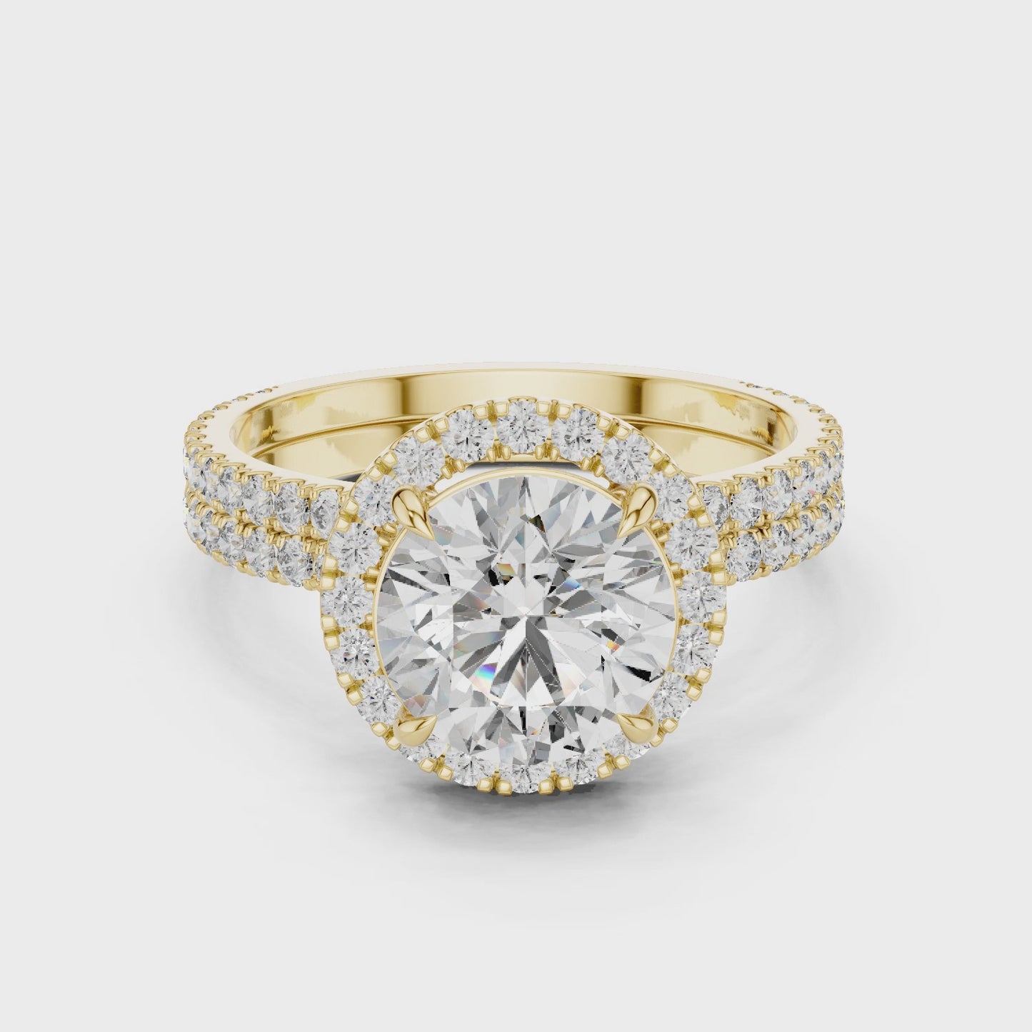Modern Everyday Luxury Round Diamond Hidden Halo Solitaire Ring