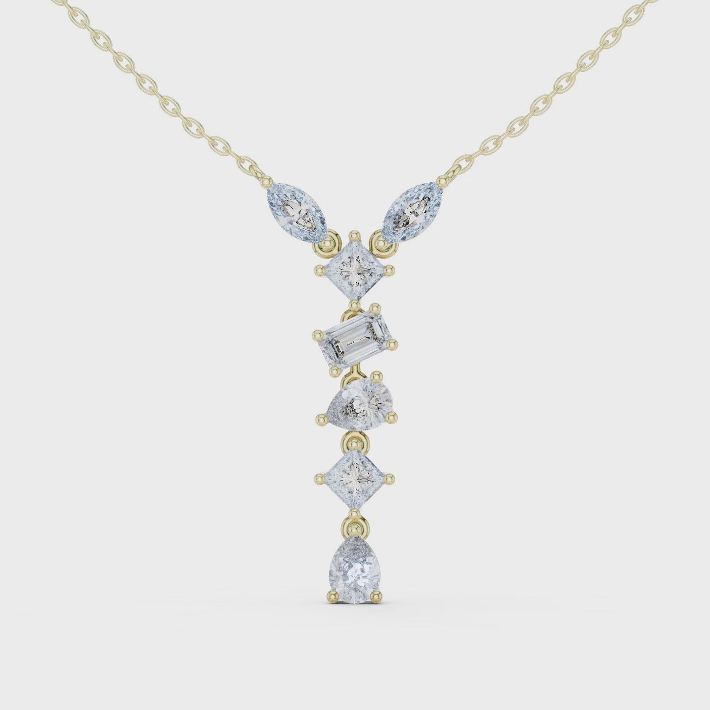Modern Cascade Diamond Drop Pendant Necklace