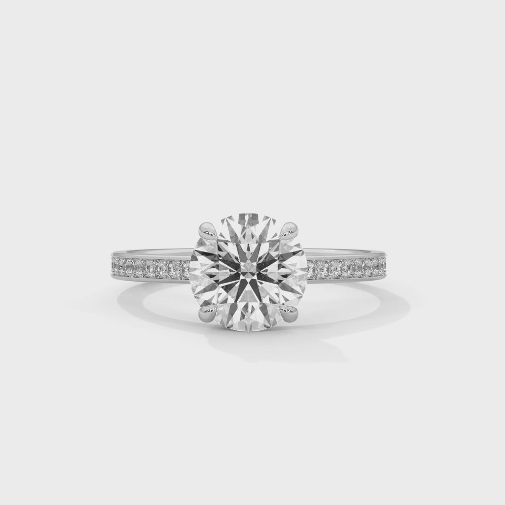 Everlight Round Cut Solitaire Engagement Ring with Pavé Band