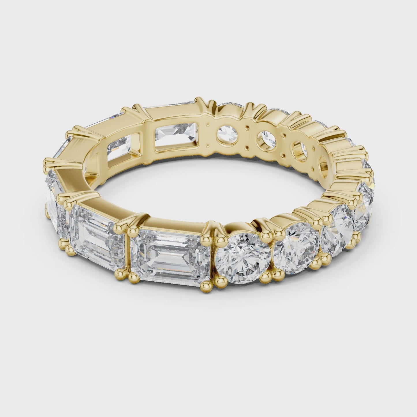 Contour Fusion Emerald & Round Diamond Eternity Band Ring