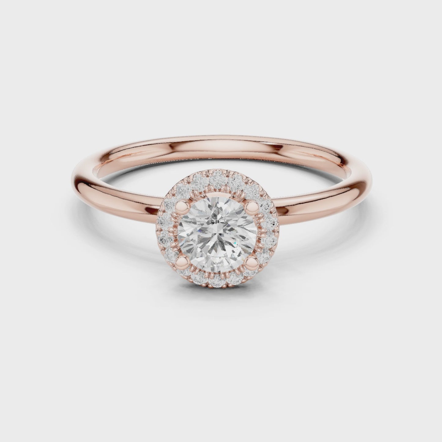 Nova Frame Round Diamond Halo Solitaire Ring