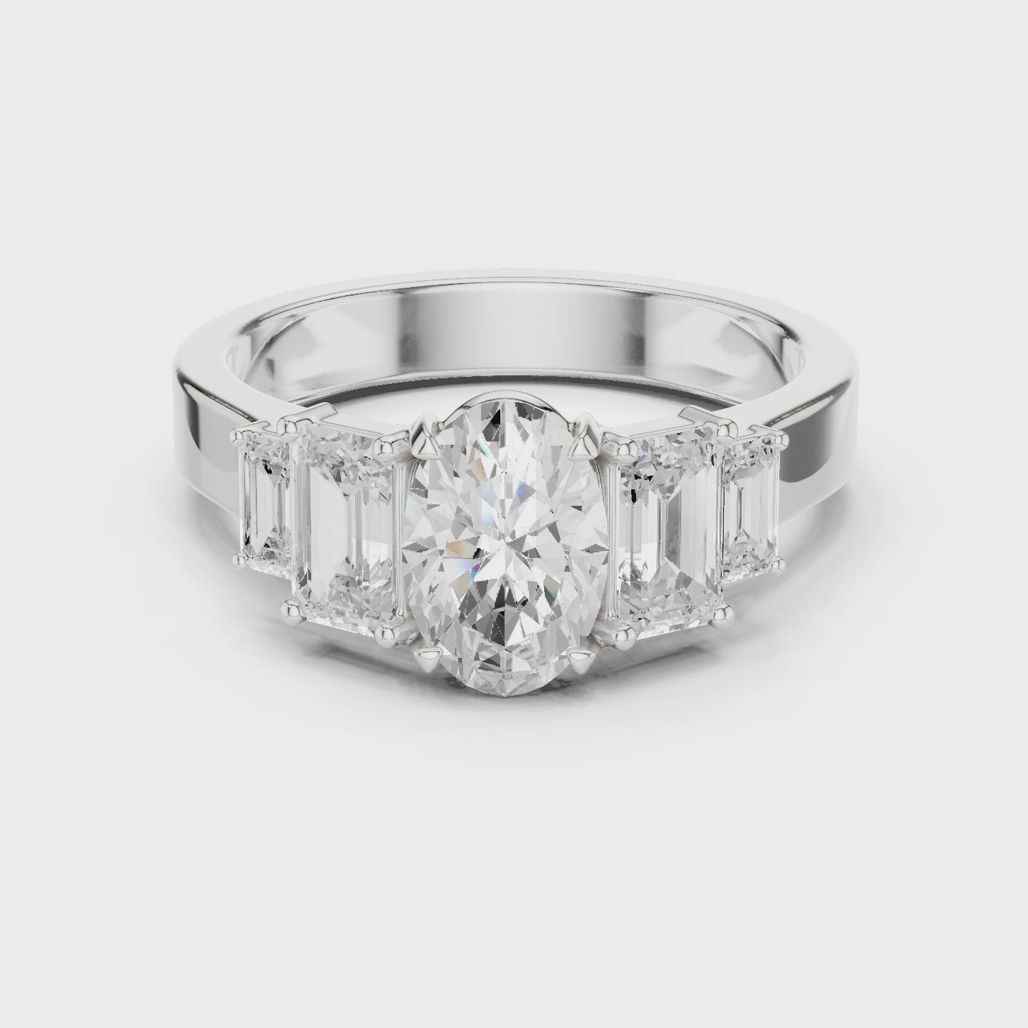 Contour Five Oval & Emerald Five Stone Diamond Ring