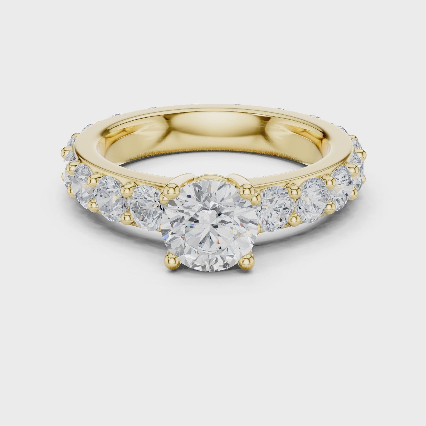Radiant Arc Round Diamond Shared Prong Engagement Ring