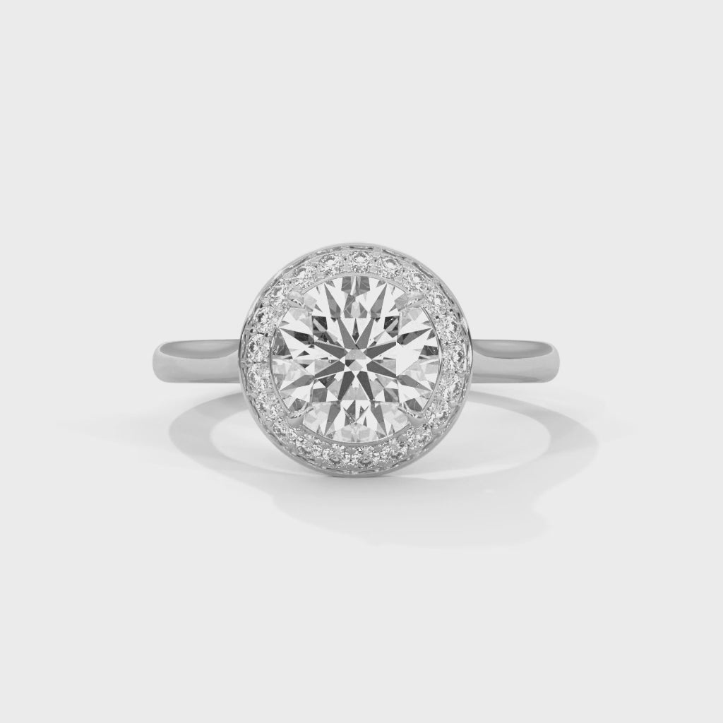 Halo Brilliance Round Halo Engagement Ring with Pavé Halo