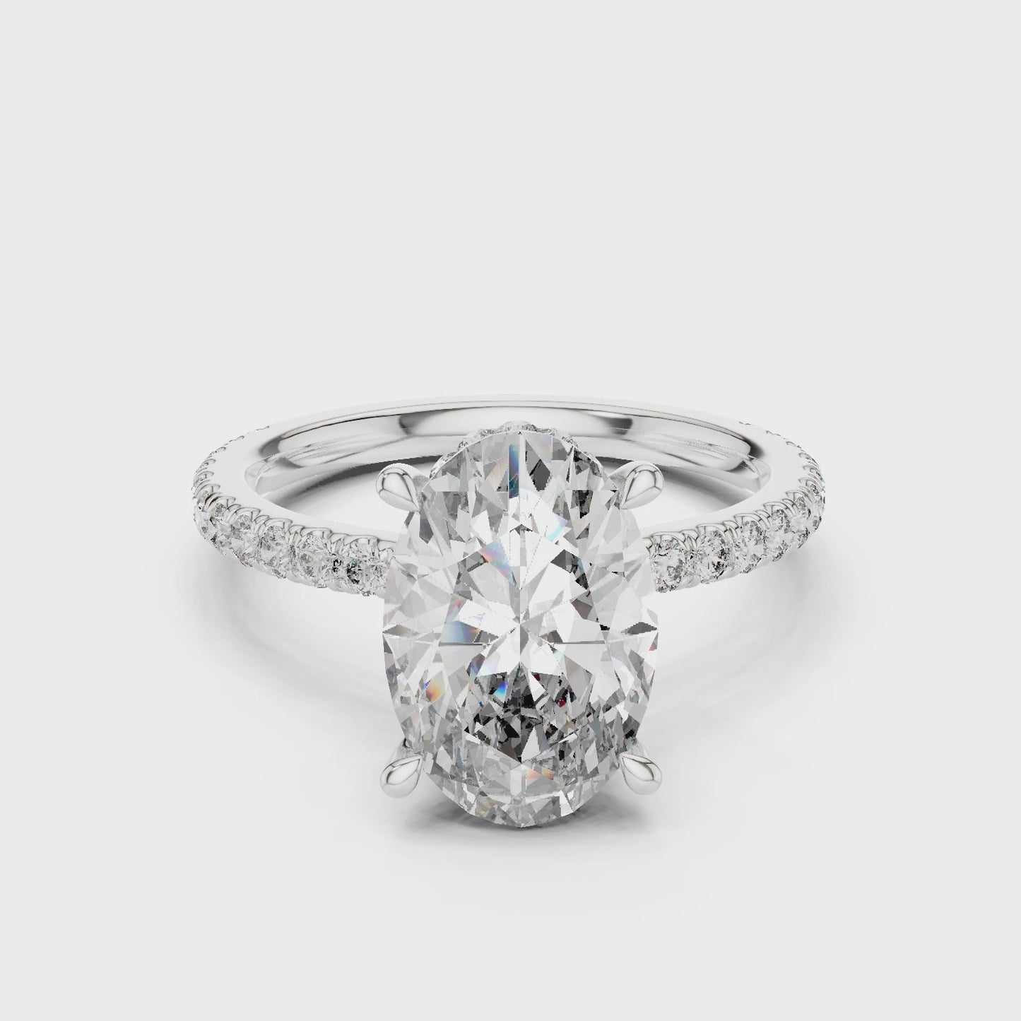 Drift Oval Hidden Halo Diamond Engagement Ring