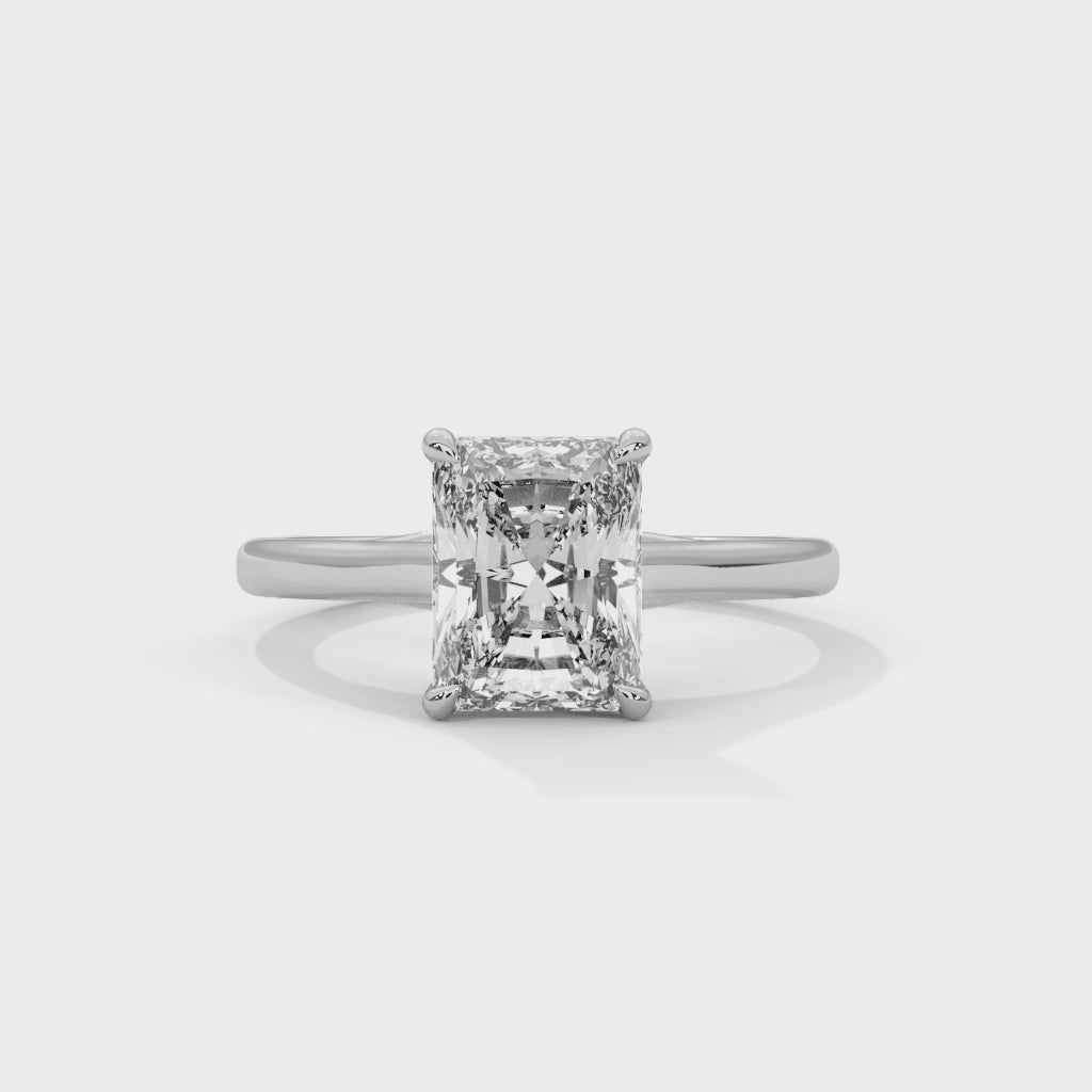 Radiant Cut Solitaire Ring with Four Prong Setting
