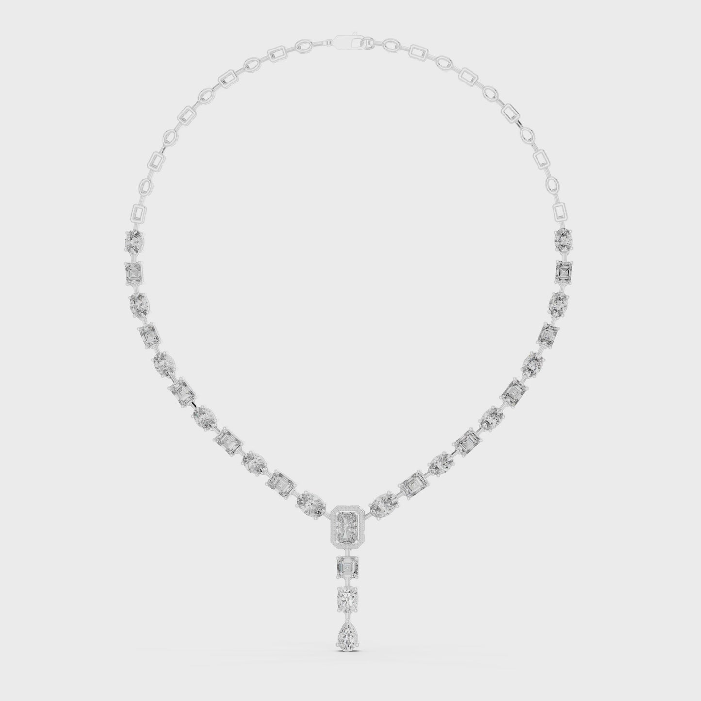 Elegant Everyday Luxury Mixed Shape Diamond Y Drop Necklace