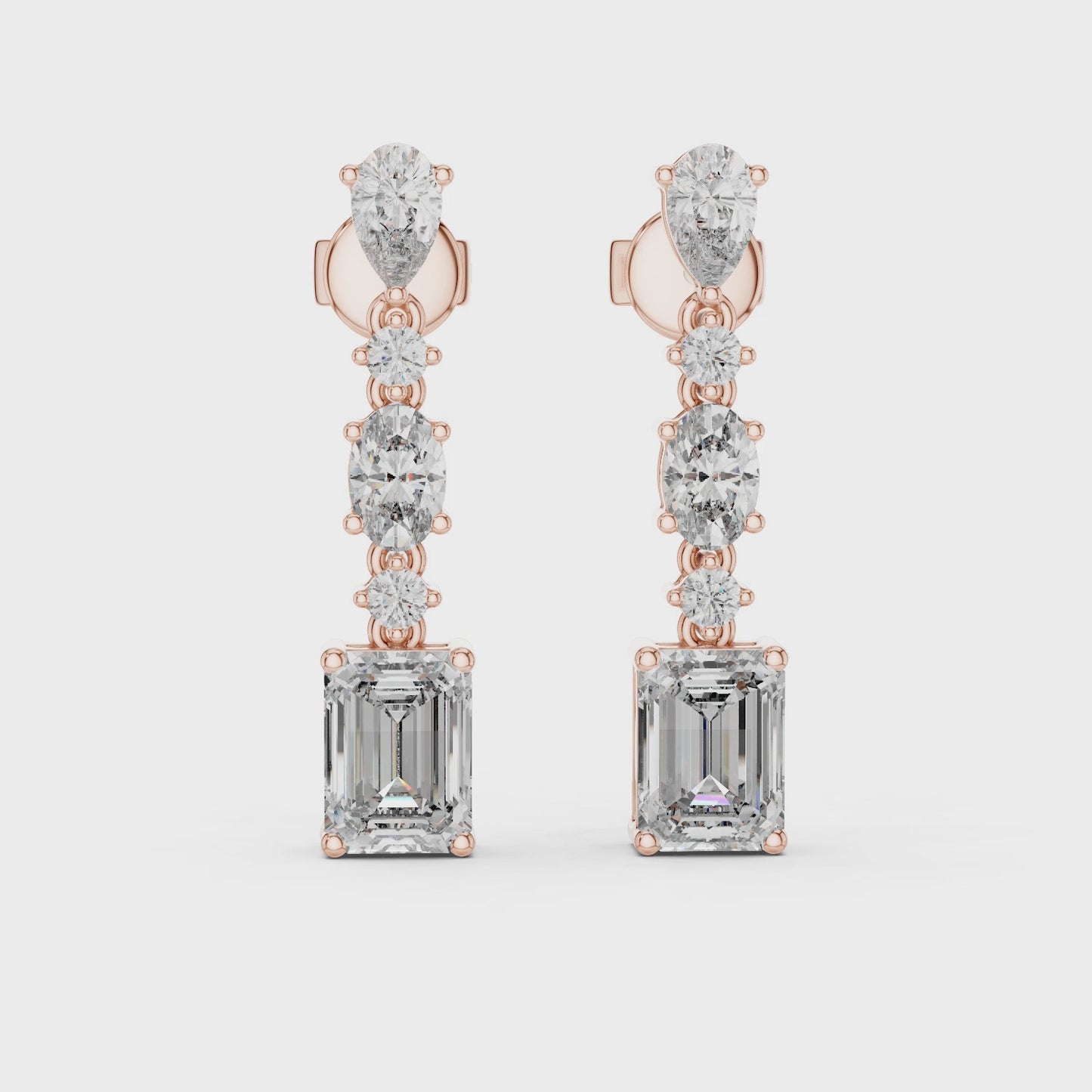 Prism Emerald Multi Shape Diamond Drop Earrings