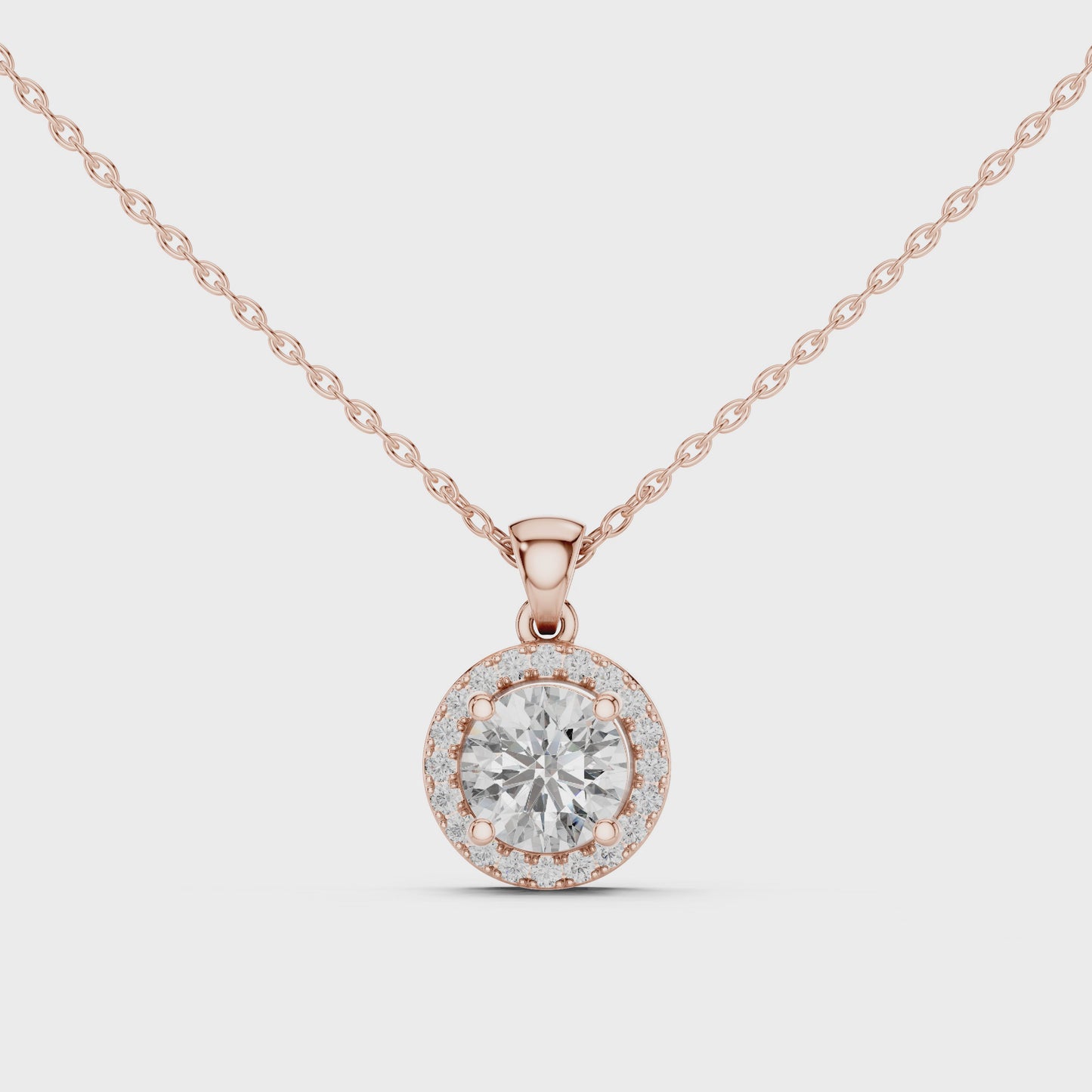 Circle of Light Round Halo Diamond Pendant Necklace