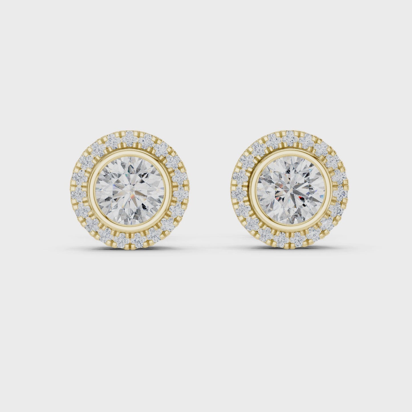 Halo Luxe Round Diamond Stud Earrings