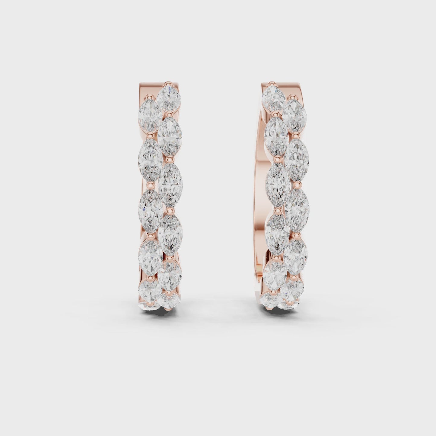 Marquise Diamond Hoop Earrings – Elegant Elongated Sparkle