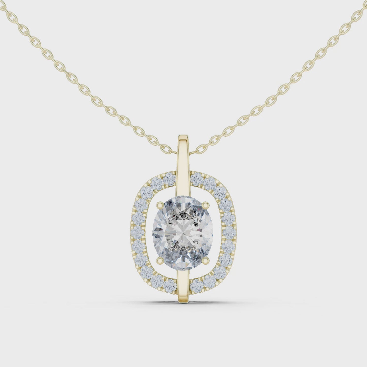Elegant Oval Diamond Halo Pendant Necklace