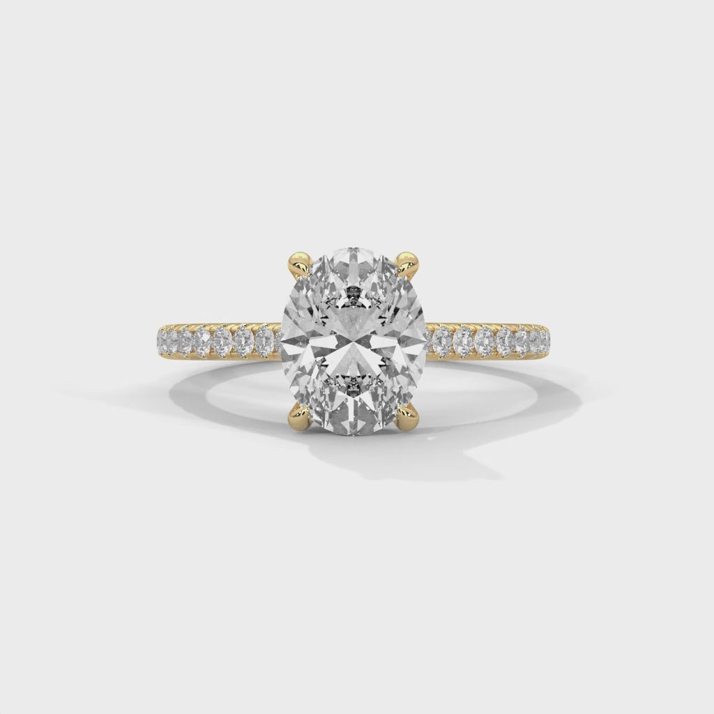 Lumina Oval Cut Diamond Engagement Ring with Pavé Band