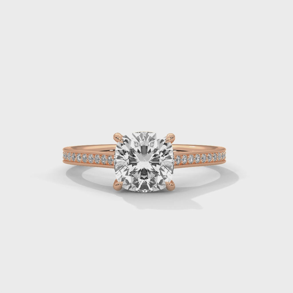 Celestia Spark Round Solitaire Pavé Engagement Ring