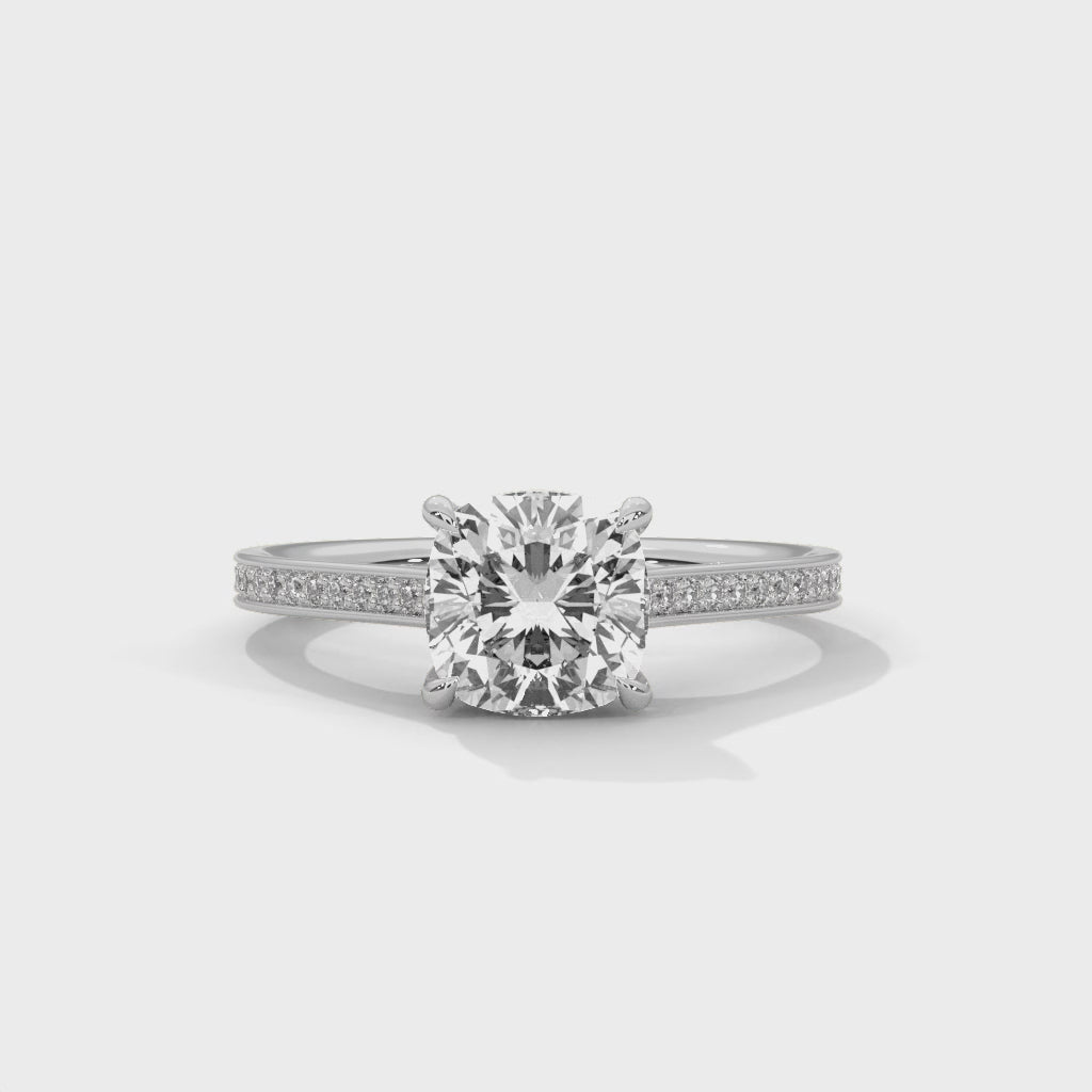 Celestia Spark Round Solitaire Pavé Engagement Ring