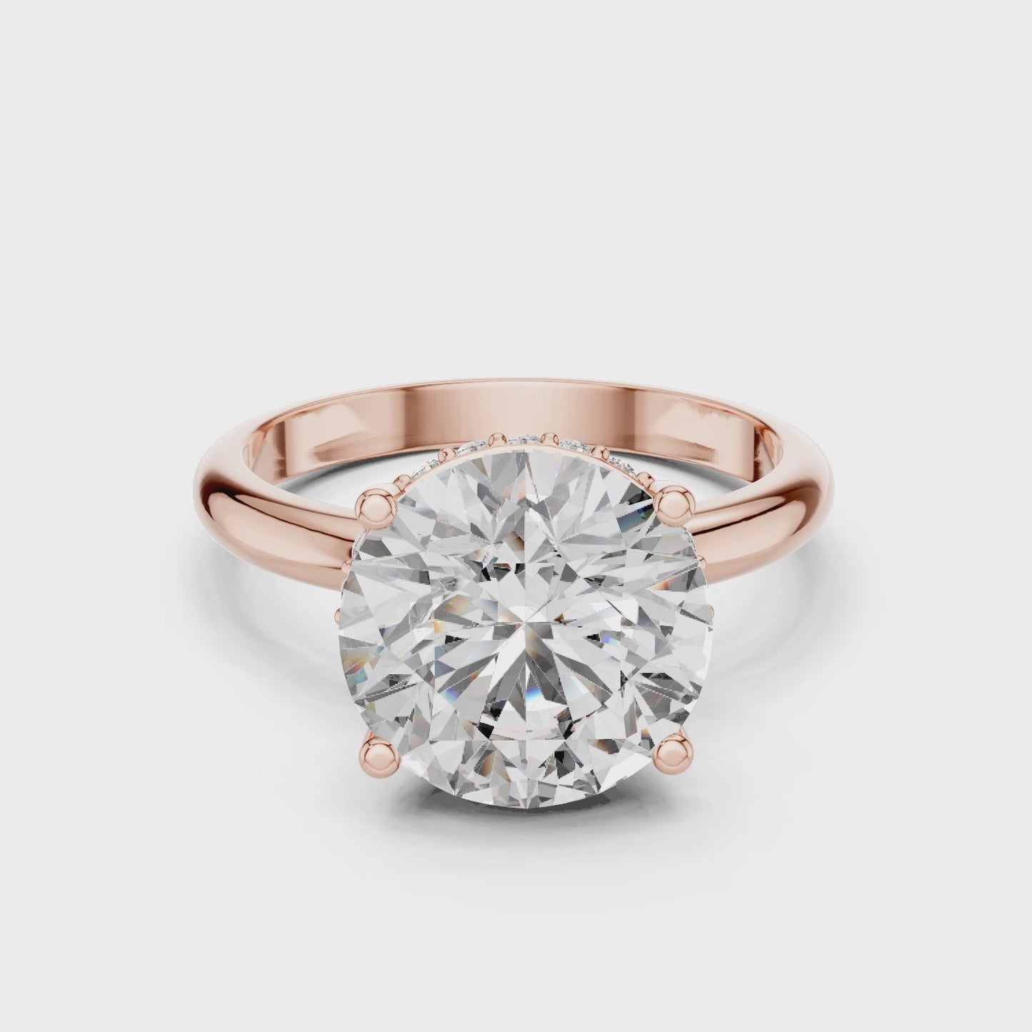 Halo Lift Round Solitaire Hidden Halo Diamond Ring