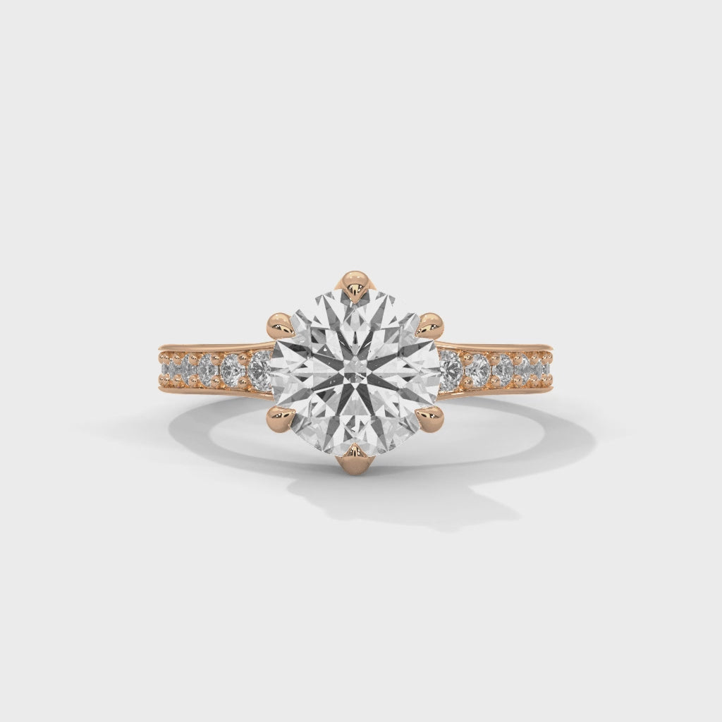 Eternal Brilliance Round Diamond Solitaire Ring with Pavé Band